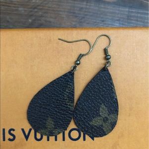 Authentic “up-cycled” Louis Vuitton canvas earrings.
